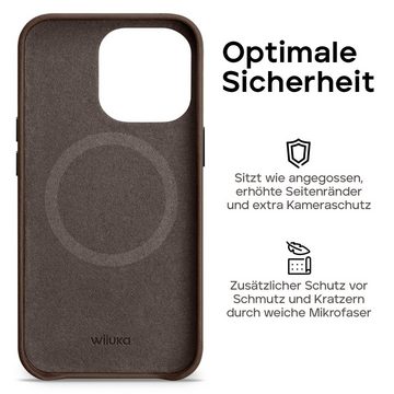 wiiuka Smartphone-Hülle Hülle für iPhone 15 Pro Max Lederhülle Leder Case Handyhülle, Handgefertigt - Deutsches Leder, Premium Case