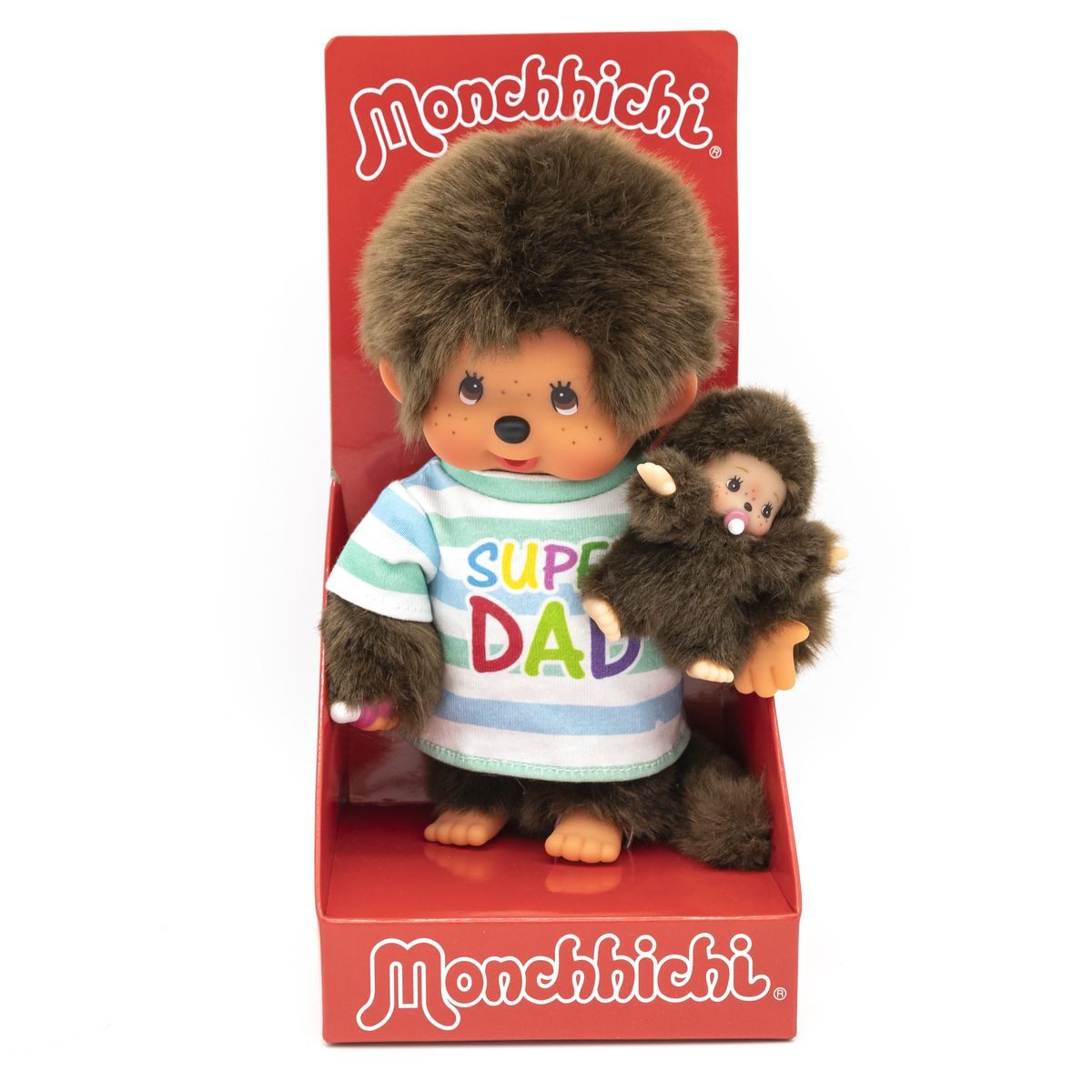 Sekiguchi Plüschfigur Monchhichi Plüschfigur Vater mit Kind blau/braun 20cm