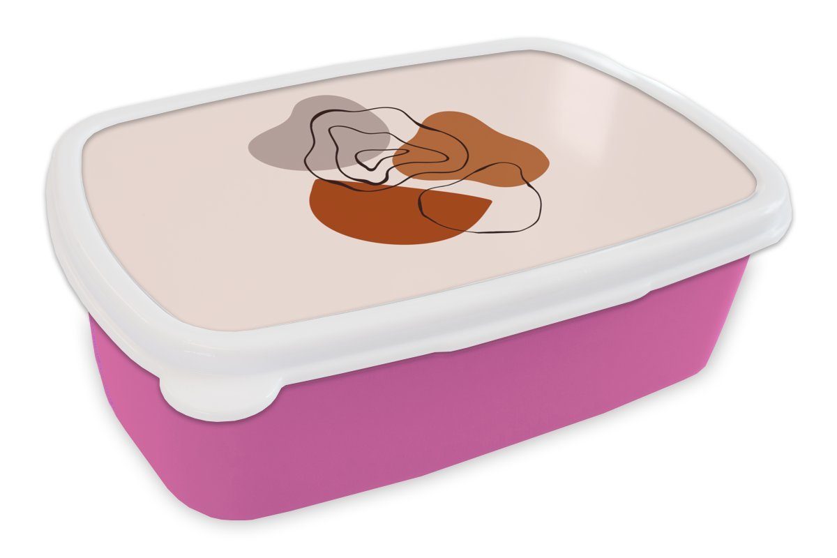 Design, Mädchen, - Kinder, (2-tlg), rosa MuchoWow Flecken Abstrakt - Lunchbox Brotdose Erwachsene, Kunststoff, Kunststoff Brotbox für Snackbox,