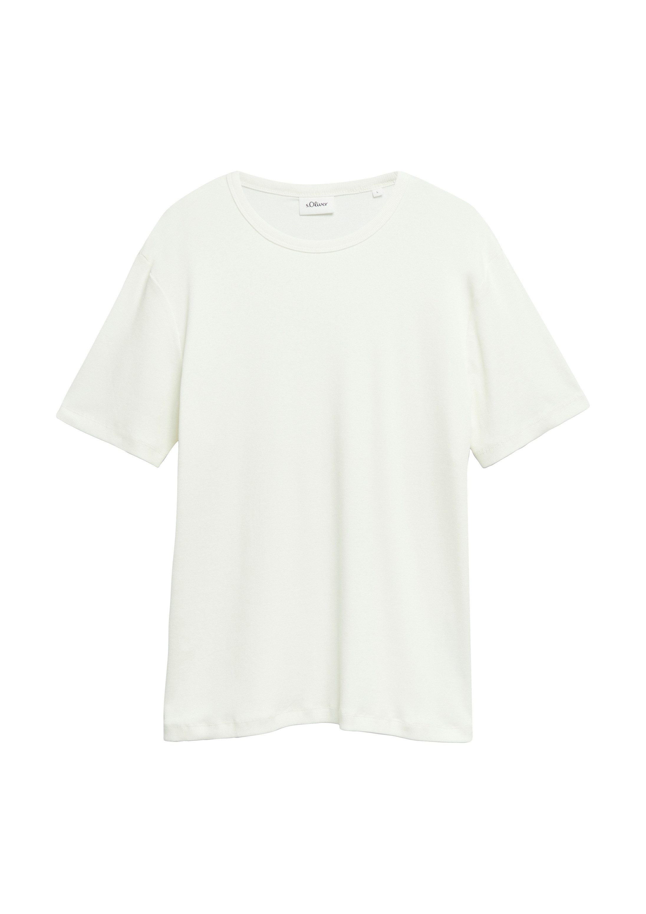 s.Oliver Kurzarmshirt T-Shirt Geripptes T-Shirt mit Crew Neck