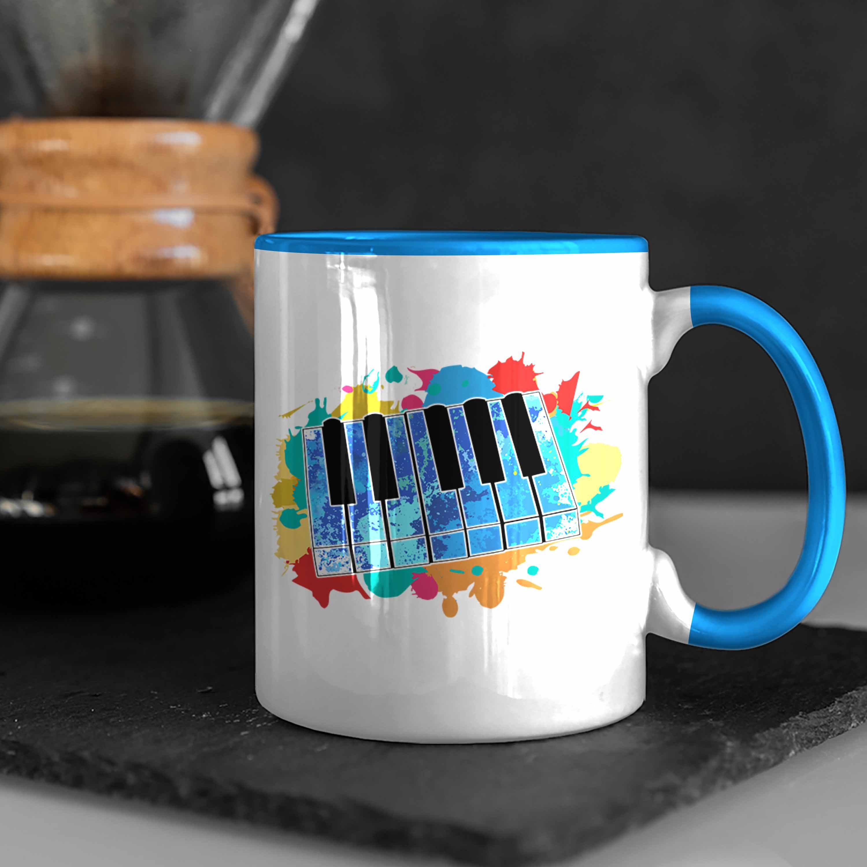 Band Musiker Keyboarder Tasse Trendation für Blau Geschenk Keyboard Spieler Tasse Geschenkid