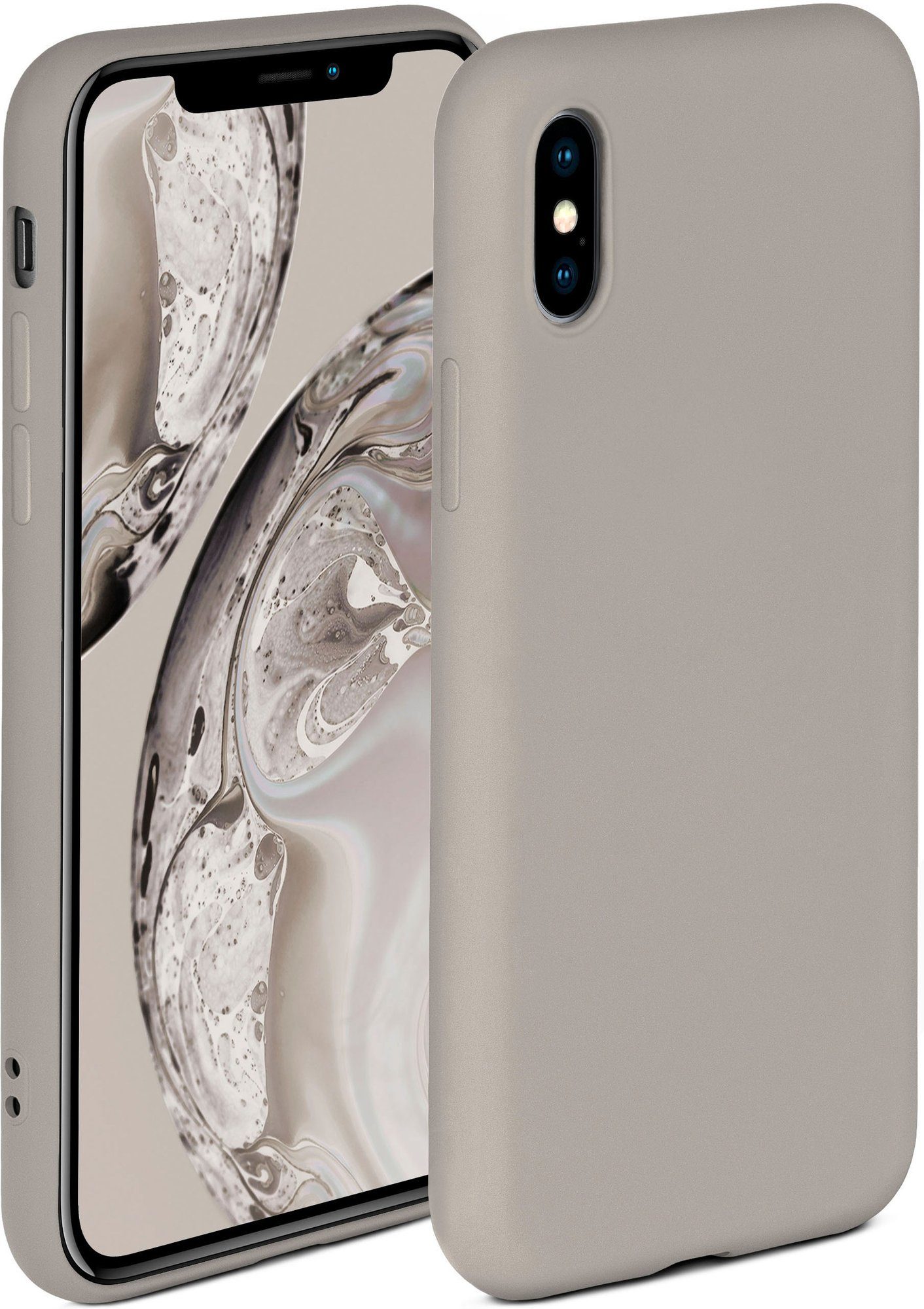 ONEFLOW Handyhülle Soft Case, Hülle aus Silikon, Schutzhülle Bumper, Backcover abdeckung, Silicon Handytasche, Silikonhülle, Schutz Cover, weiche Handyhülle - matt Taupe