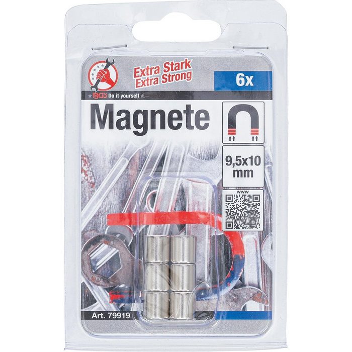 BGS technic Magnet Magnet-Satz extra stark Ø 9 5 mm 6-tlg. GB9075