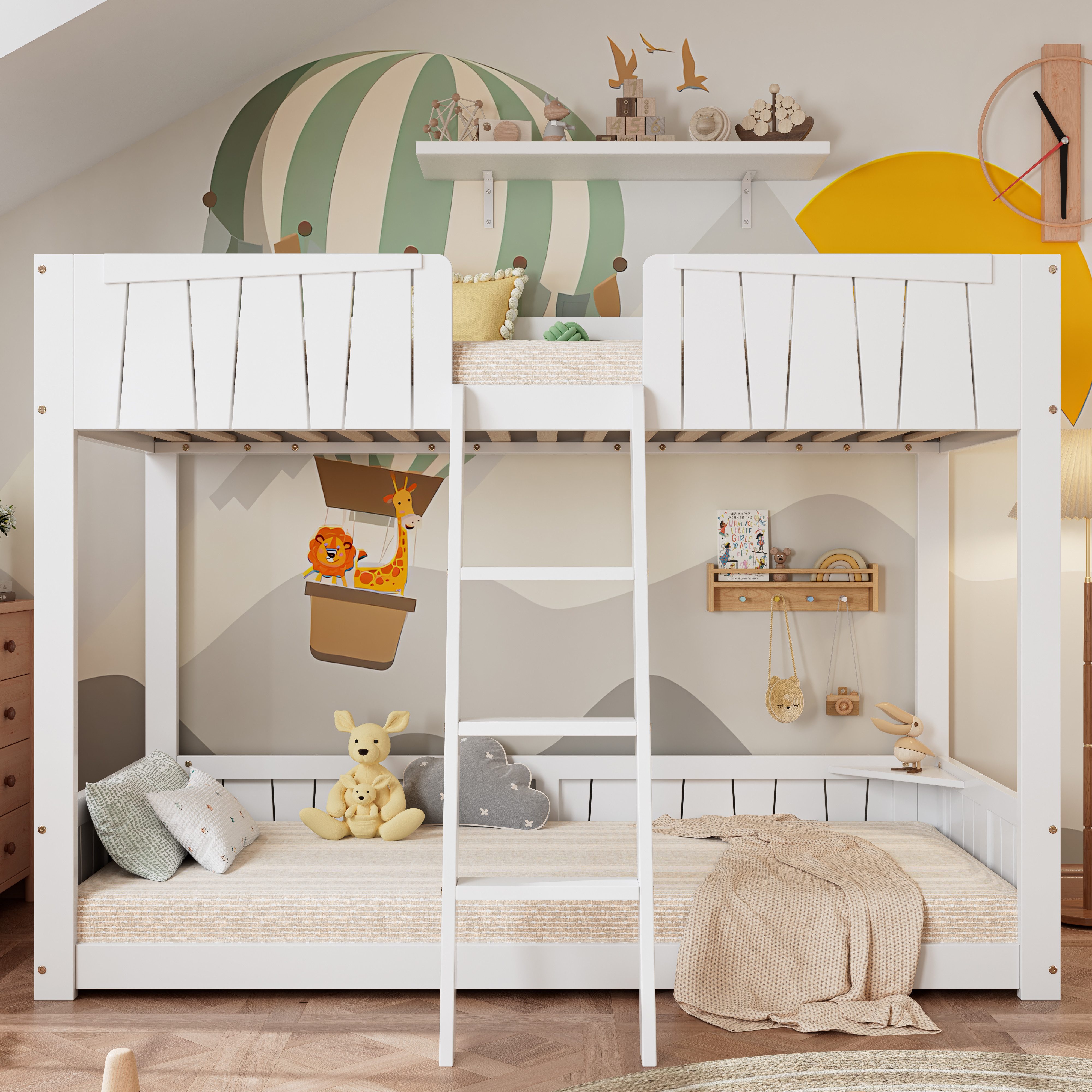 Flieks Etagenbett, Massivholz Kinderbett 90x200cm mit dreistufiger Leiter u günstig online kaufen
