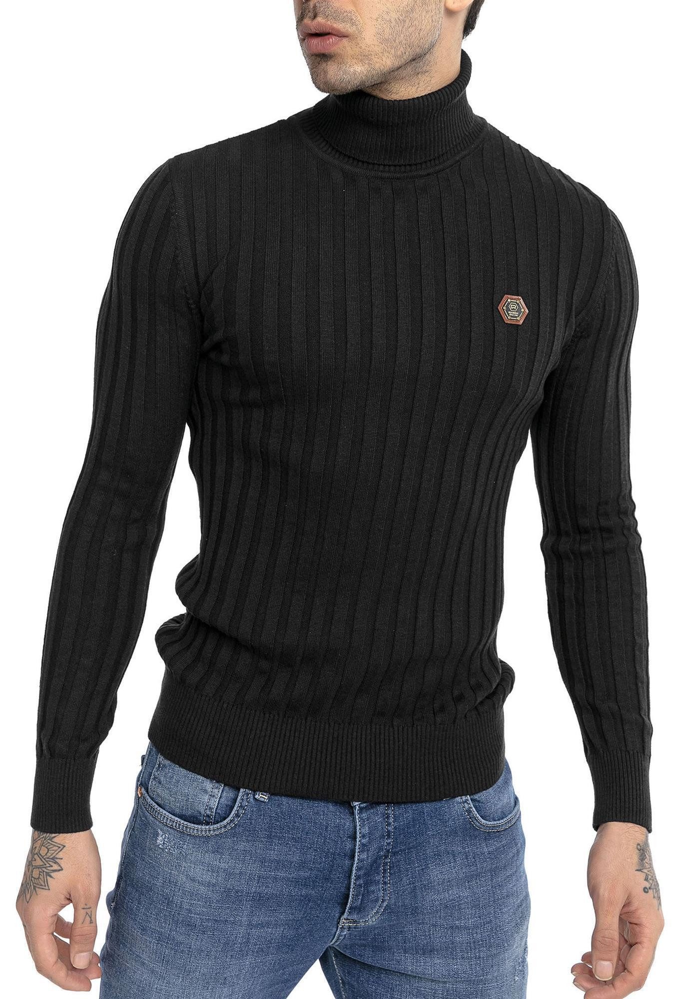 RedBridge Strickpullover Rollkragen Strickpullover mit Logopatch hoher Roll günstig online kaufen