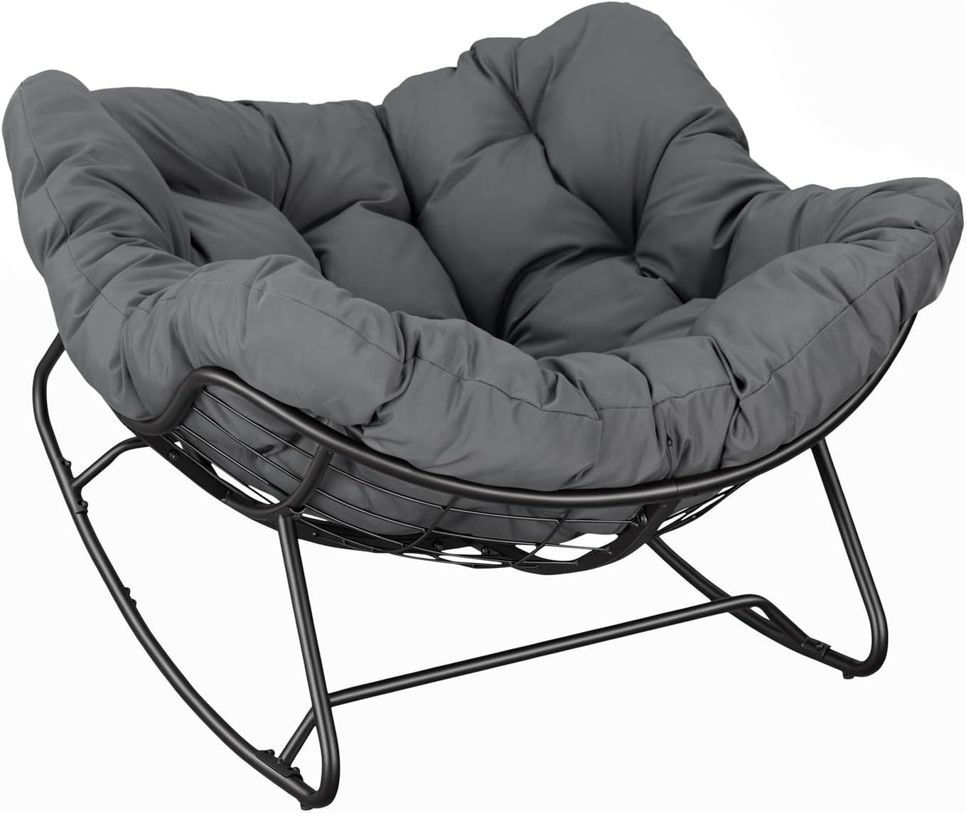 Woltu Schaukelstuhl, Sitzkissen gepolstert mit Polyester-Bezug, Metallbeinen