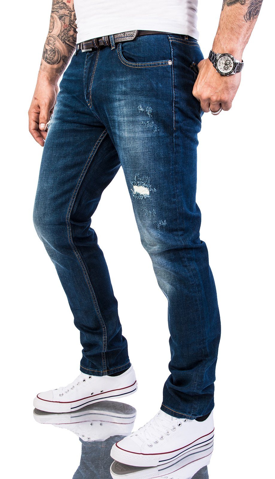 RC-2145 Creek Jeans Fit Slim Herren Blau Rock Slim-fit-Jeans