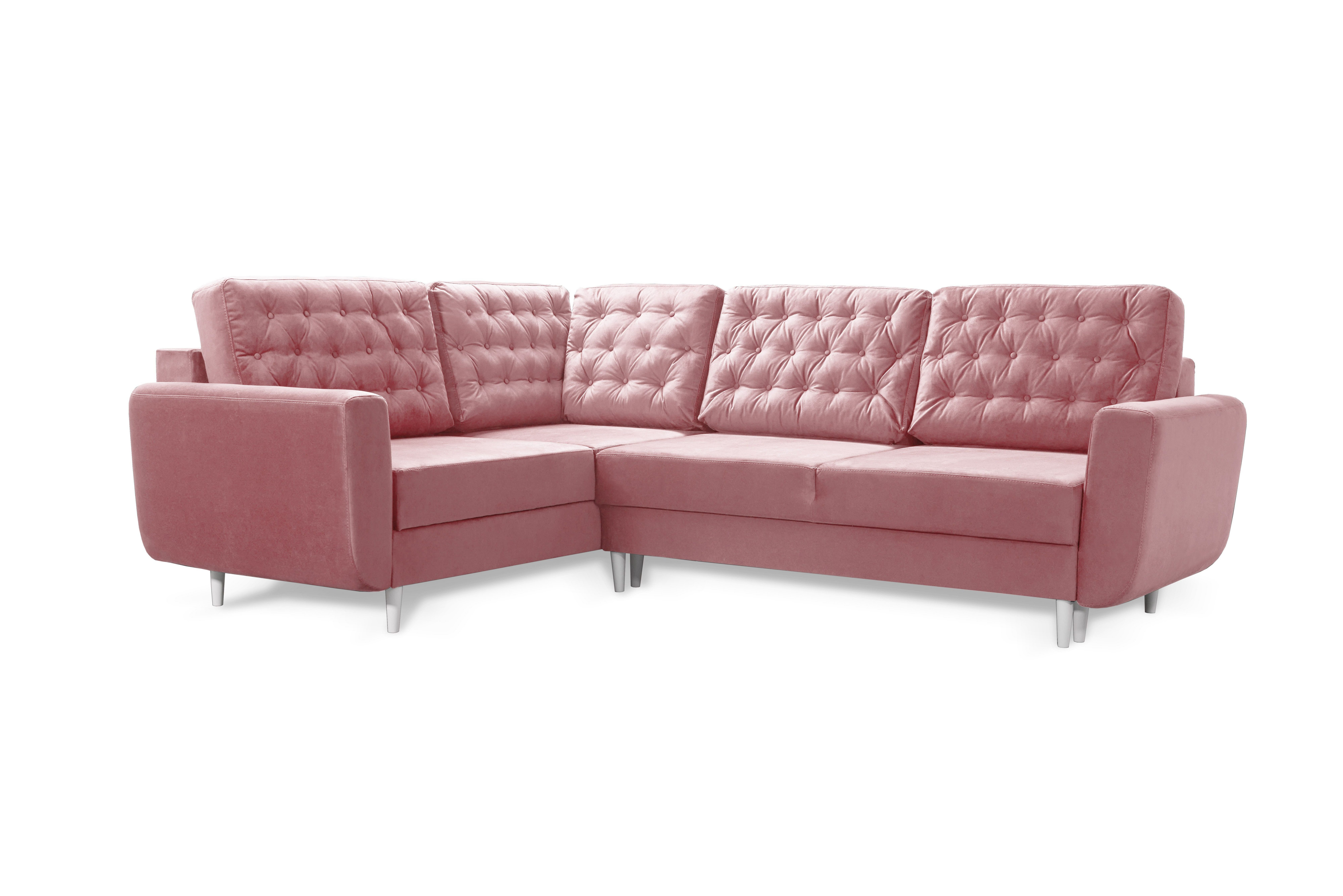 robin Sofa L-Form Sofa mit Schlaffunktion, 2 Bettkästen & Kissen