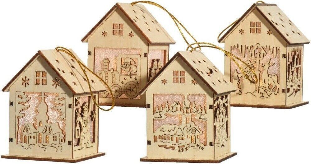 Lumineo LED Dekoobjekt LED Holz Haus Batterie betrieben