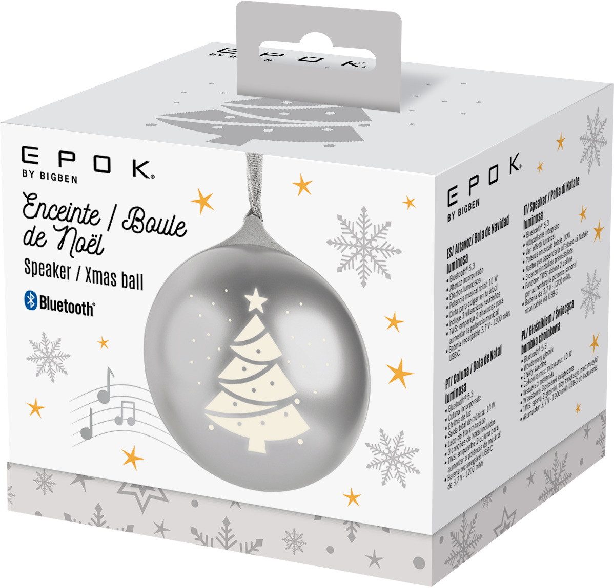 BigBen Bluetooth portabler Lautsprecher EPOK Weihnachtskugel siber AU390124 Bluetooth-Lautsprecher