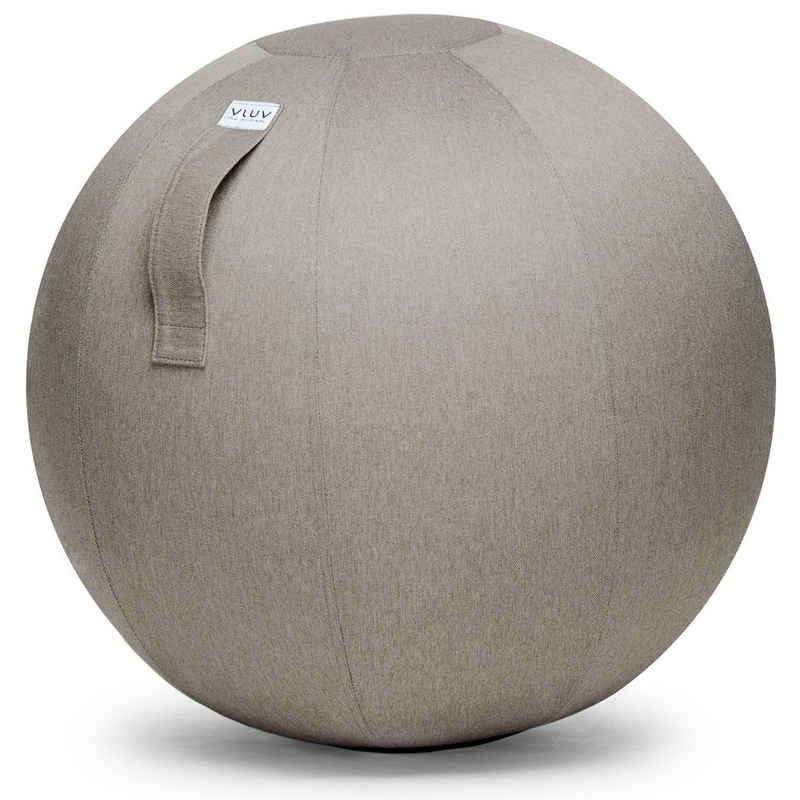 VLUV Sitzball BOL LEIV Stoff-Sitzball, ergonomisches Sitzmöbel für Büro und Zuhause, Farbe: Stone (beige), Ø 60cm - 65cm, Möbelbezugsstoff, robust und formstabil, mit Tragegriff