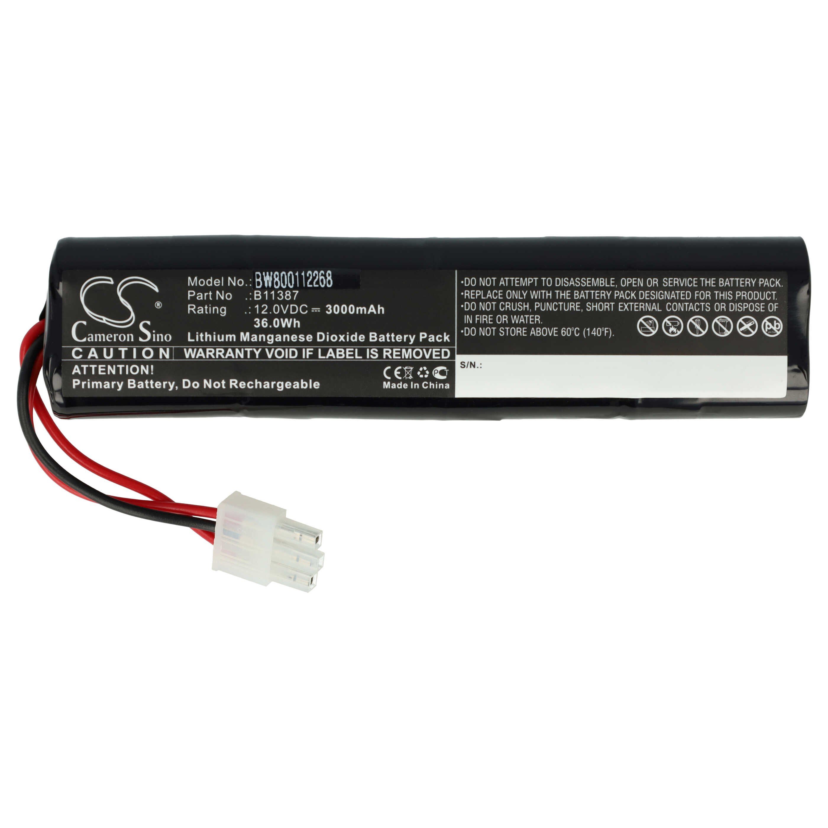 vhbw Batterie passend für Welch Allyn AED 10, AED 10 Jump Start Medizin Akku Batterie Li-MnO2 3000 mAh (12 V, 1 St), Leistungsfähige Ersatz-Batterie für Ihr medizinisches Gerät, Nicht