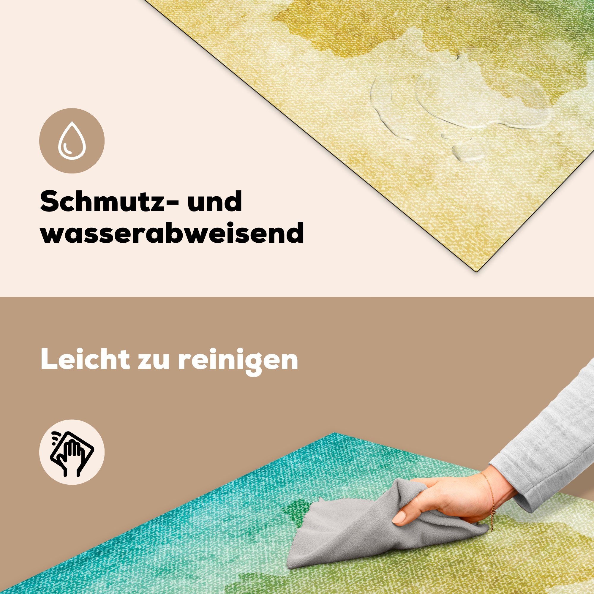 Illustration Arbeitsplatte Ceranfeldabdeckung, Herdblende-/Abdeckplatte tlg), auf (1 einem farbigen Hintergrund, von Vinyl, für MuchoWow küche cm, Ruanda 78x78