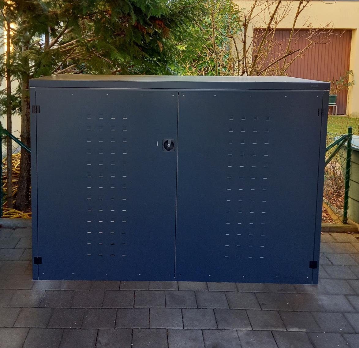 reinkedesign Fahrradbox Fahrradgarage Typ-FD für 3 Fahrräder, Pultdach, verzinkter Stahl, Anthrazit 198x93x141cm