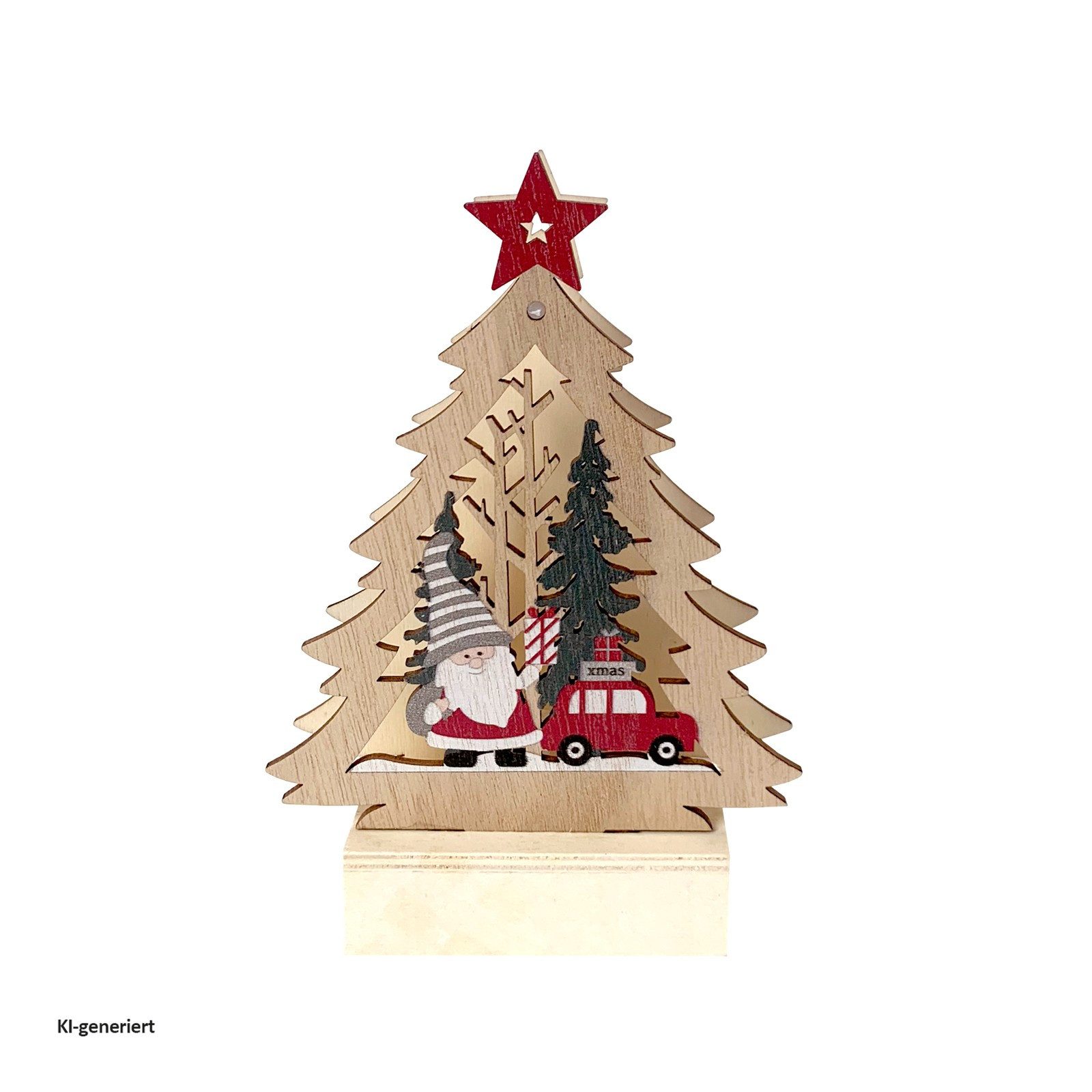 HTI-Living Weihnachtsfigur Leuchtspitze Weihnachtsmann kommt mit dem Auto (Stück, 1 St., 1 Leuchtdeko, ohne Batterien), Weihnachtsdeko