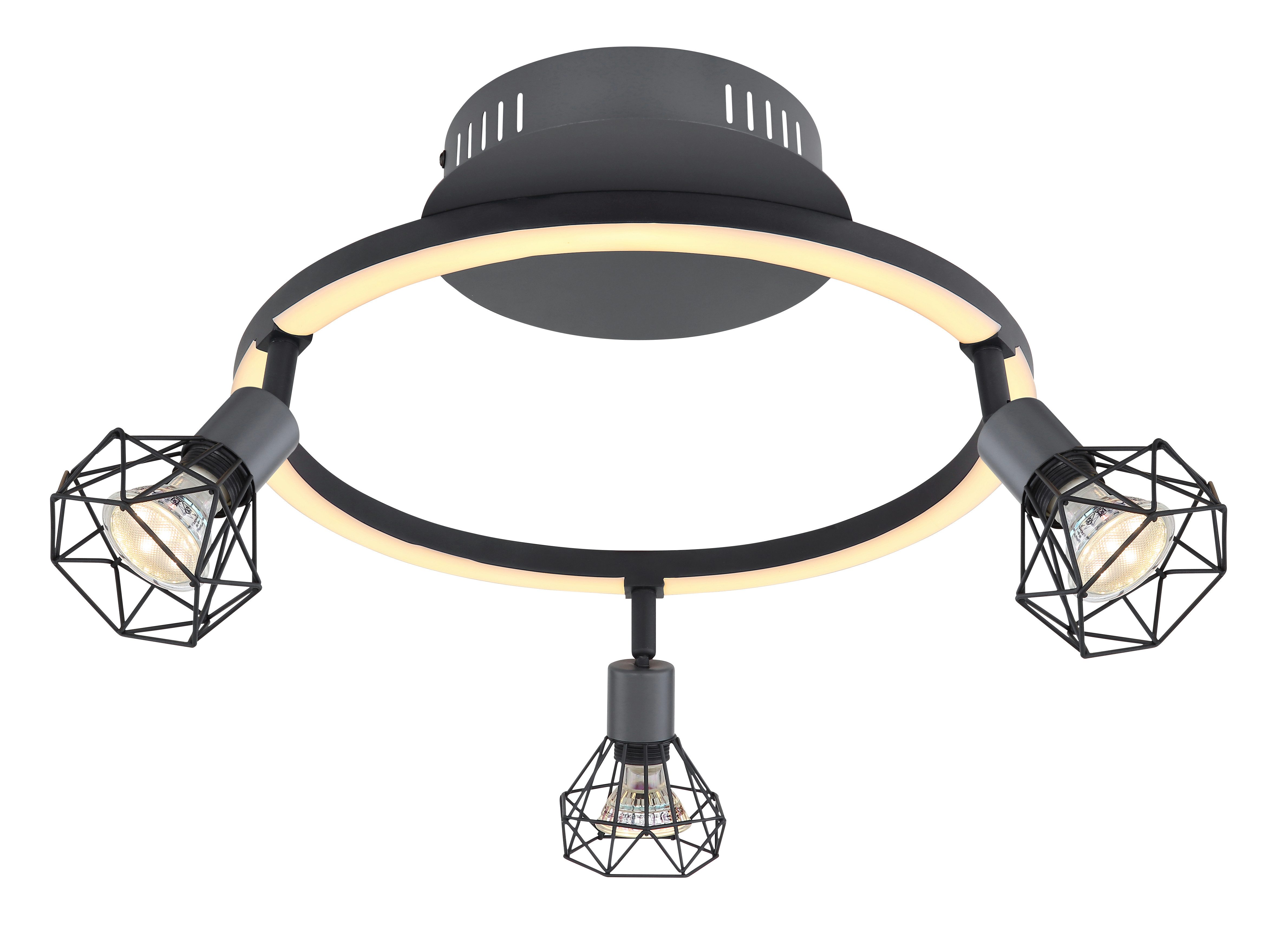 GLOBO LIGHTING Deckenstrahler JUTTA, LED fest integriert, Warmweiß, Spot Deckenspot Flur Schlafzimmer Wohnzimmer