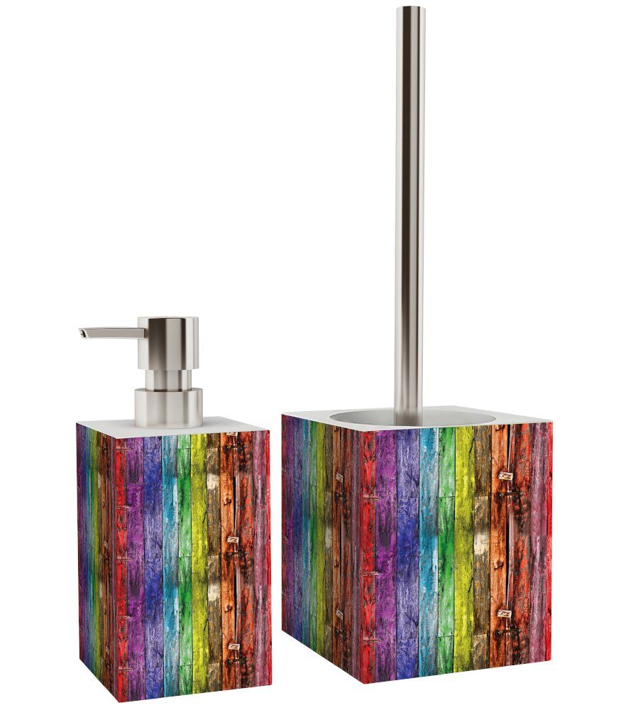 Sanilo Badaccessoire-Set Rainbow, WC-Bürste und Seifenspender, 2 tlg., 2-tlg., auswechselbarer Bürstenkopf, stabile Pumpe, hochwertig & modern
