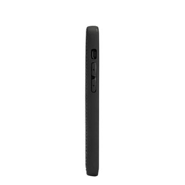 GOLDBLACK Handyhülle iPhone 12 Mini Lederhülle Croco schwarz 5,4 Zoll, echtes Kalbsleder mit Croco-Prägung