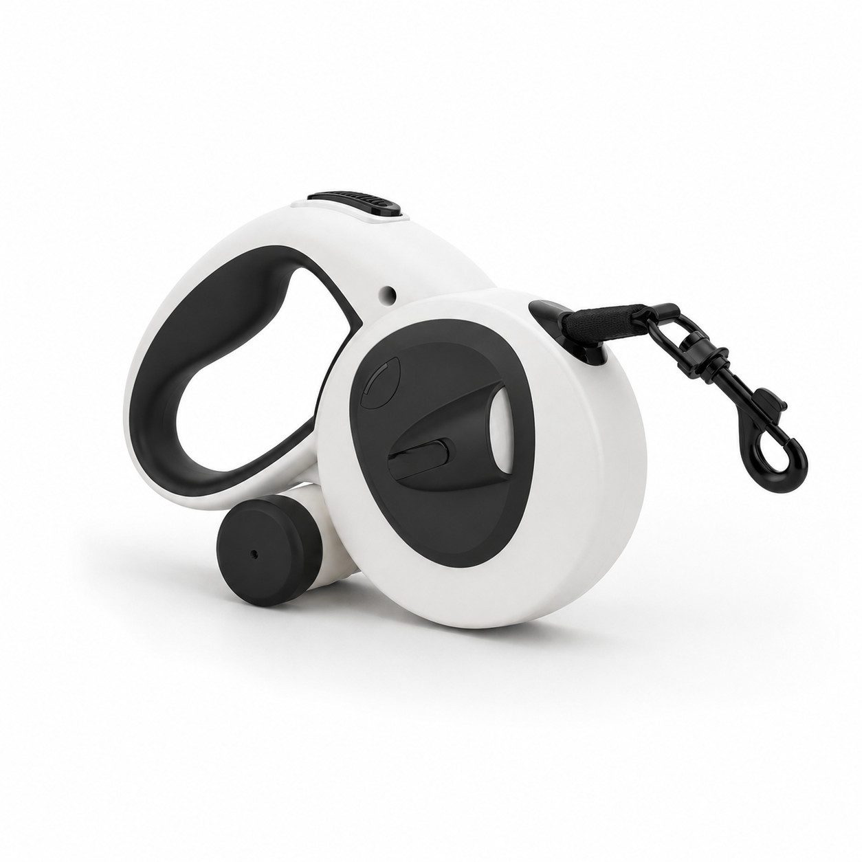 Tekoo Rollleine Hund 5m mit LED Licht & Kotbeutelspender, bis 30kg, (Packung), 4-in-1 System, Reflektierendes Band, Wiederaufladbar