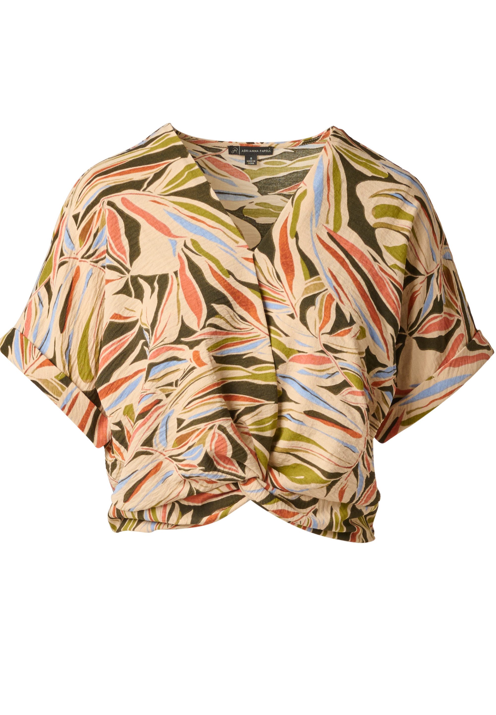 Adrianna Papell Blusentop V-Neck Twist Top Lässiges und atmungsaktives, bedrucktes Oberteil