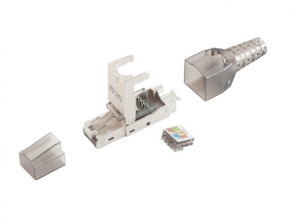 Kabelverbinder-Sortiment CAT 6A RJ45 Stecker, STP geschirmt, zur werkzeugfreien Montage mit