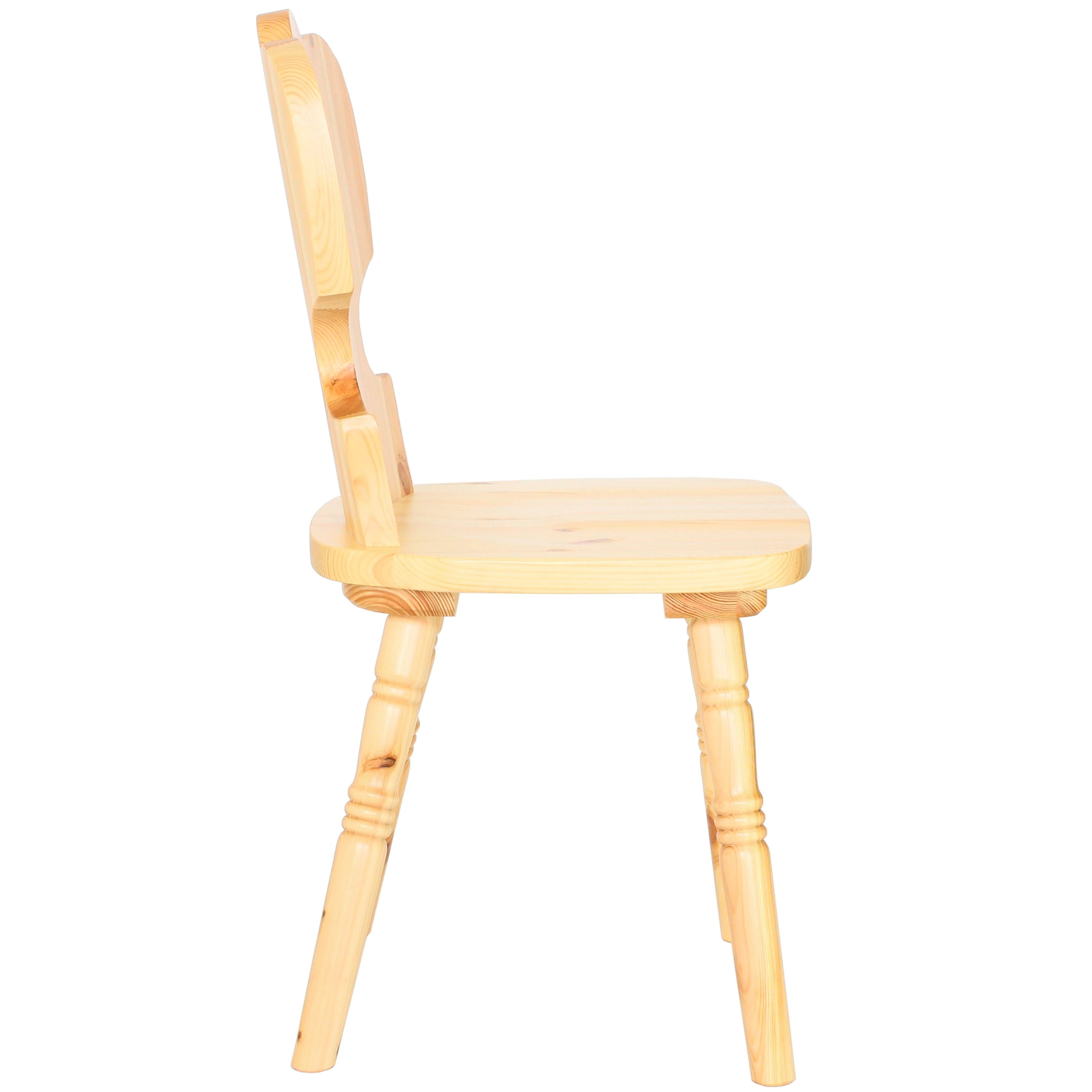 pemora Holzstuhl Bauernstuhl Kiefer massiv Stuhl mit Herz IRINA natur