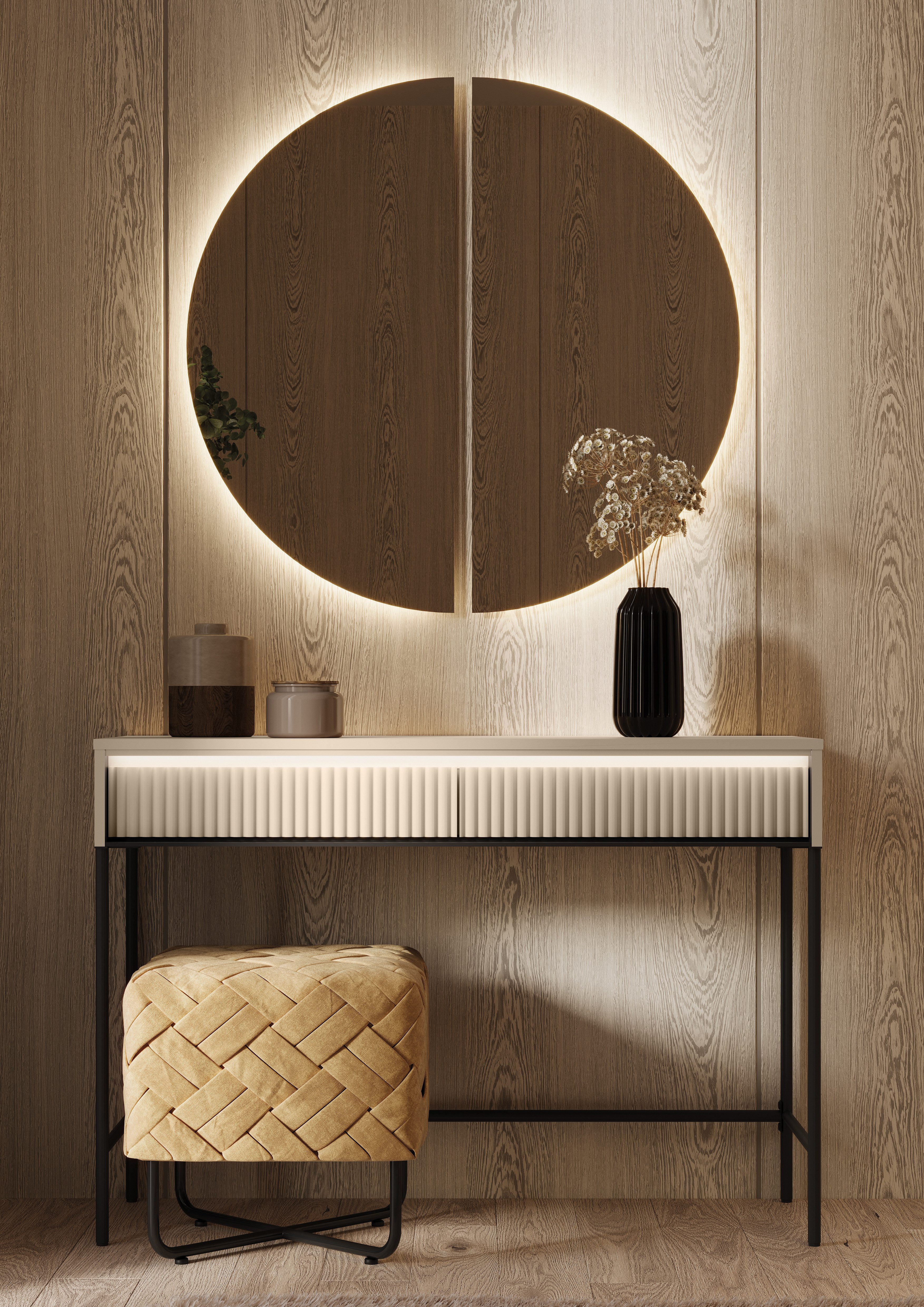 Schminktisch TREND Schlafzimmer TS-09 - sandbeige/schwarz