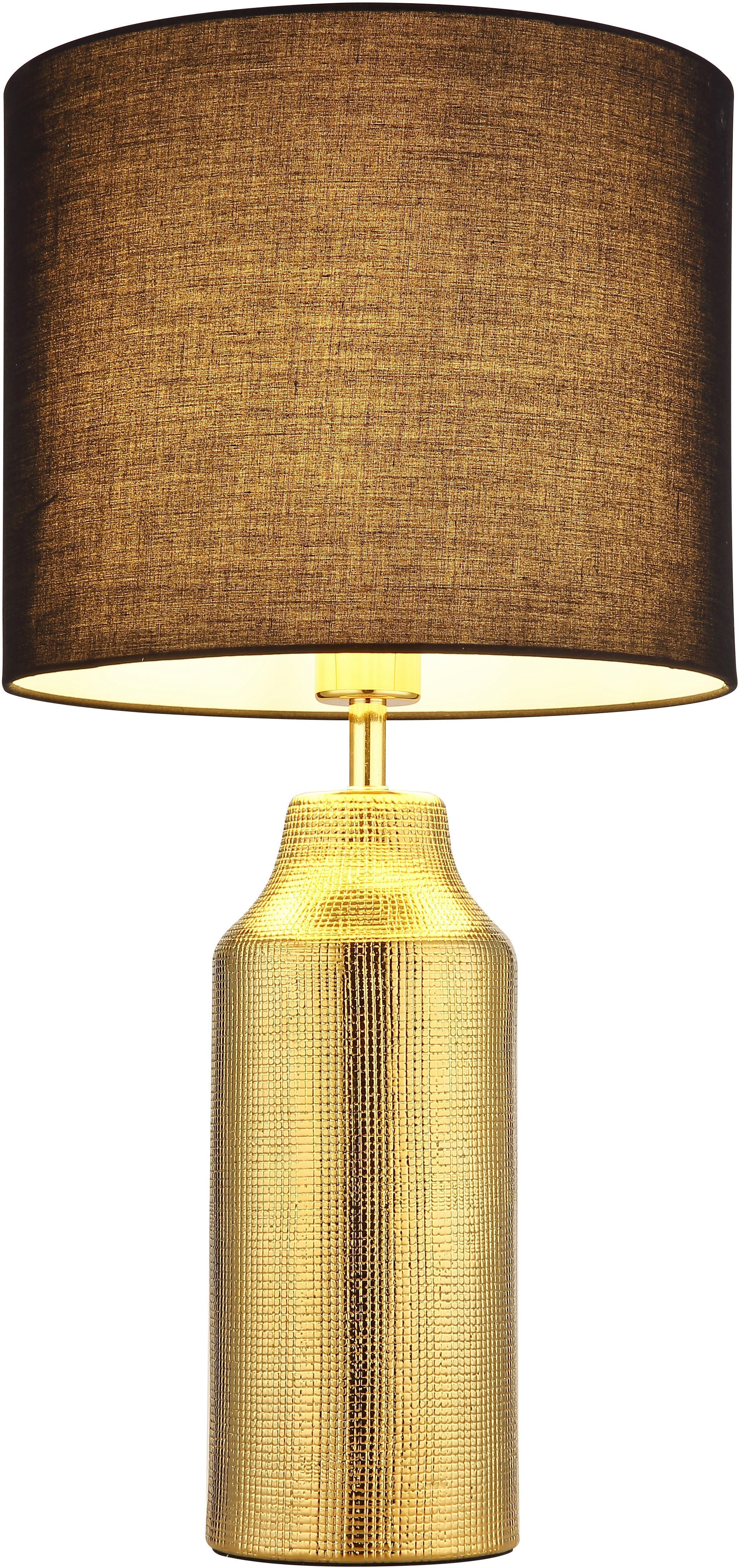GLOBO LIGHTING Tischleuchte ELDEN, ohne Leuchtmittel, Tischlampe/Keramik/Textil schwarz/Wohnzimmer/Schlafzimmer