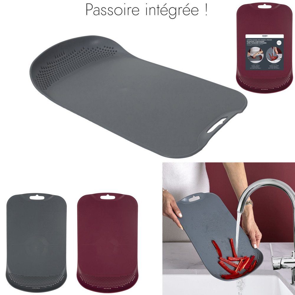 COOK CONCEPT Schneidebrett, Kunststoff, Auffangschale / Sieb Spülmaschinenfest ausziehbare Schubladen Behälter