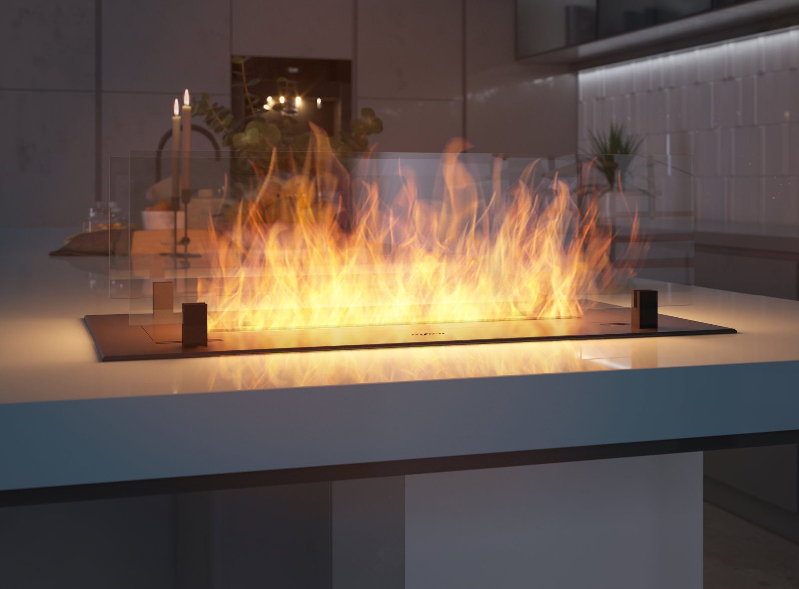 Infire Echtfeuer-Dekokamin Insert Slim Ethanolkamineinsatz, Heizleistung bis 2 KW, TÜV zertifiziert