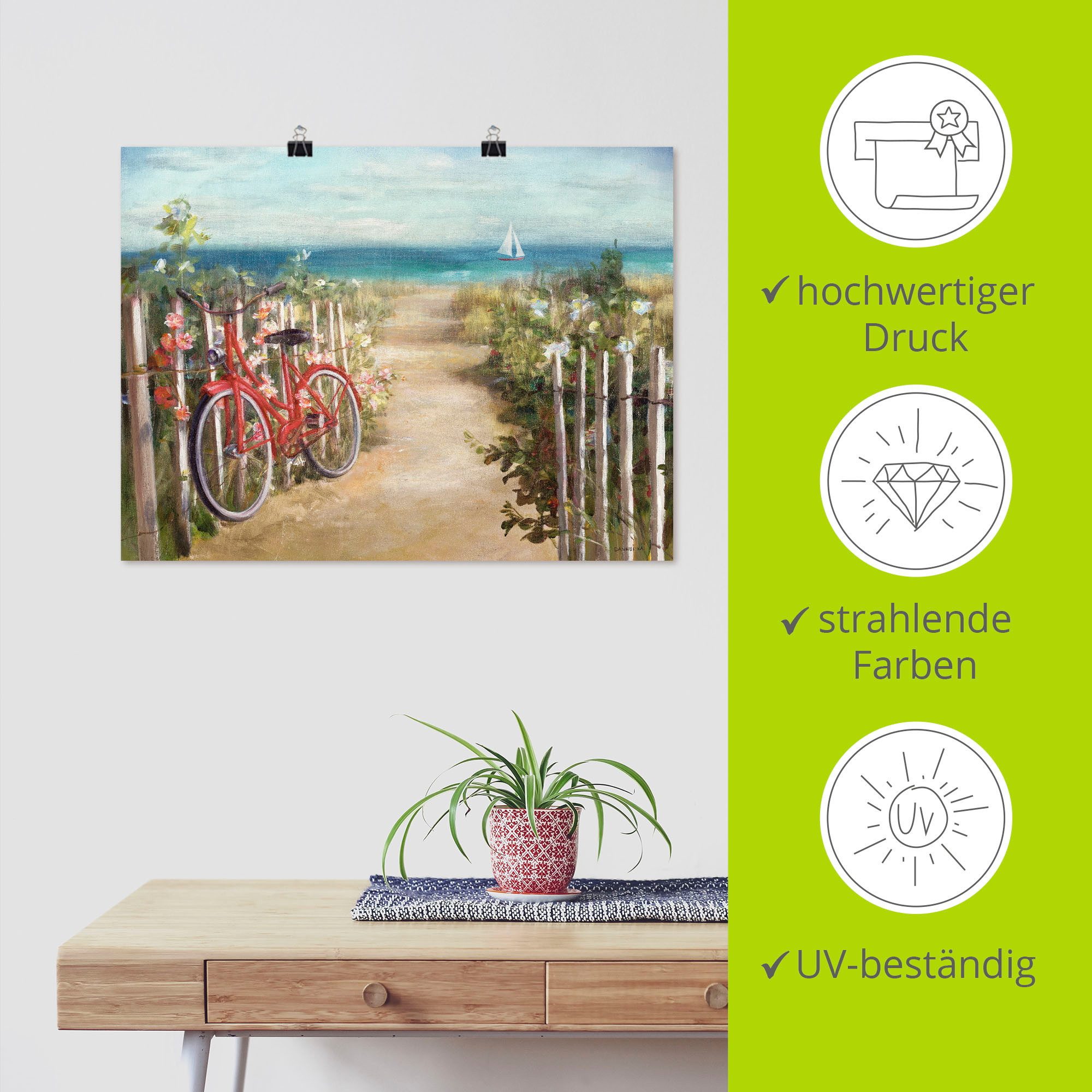 Artland Wandbild Sommerfahrt, Fahrräder (1 St), als Leinwandbild, Poster in verschied. Größen