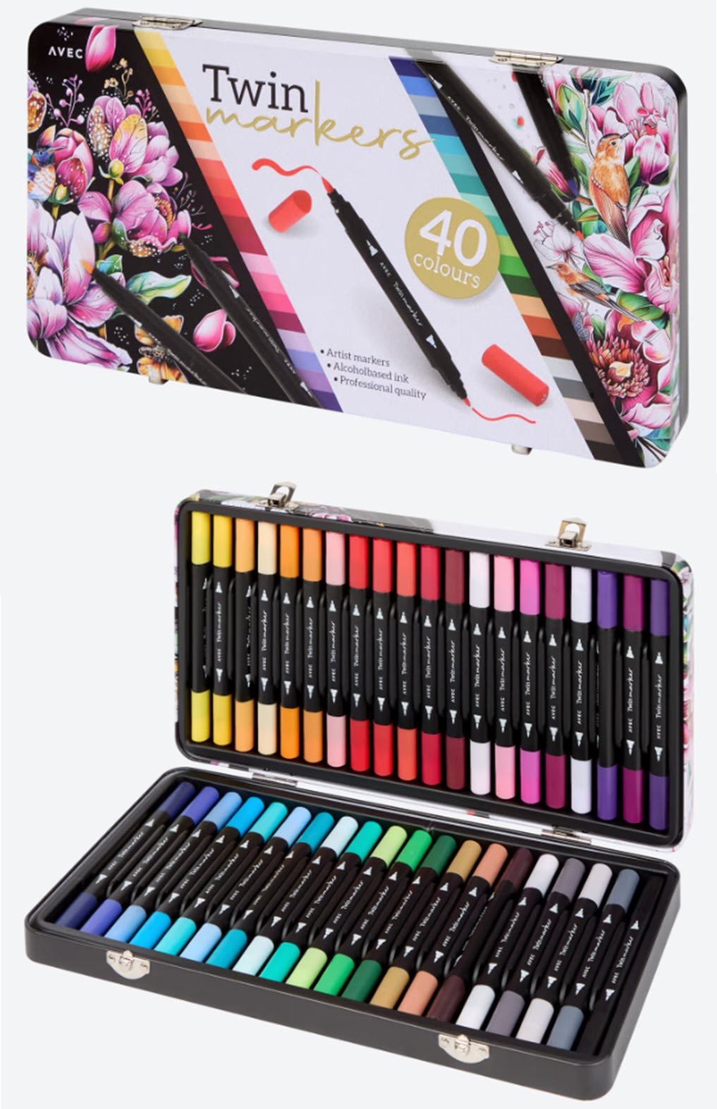 Spectrum Permanentmarker Decotime Twinmarker 40 Stück in edler Dose, (40-tlg)