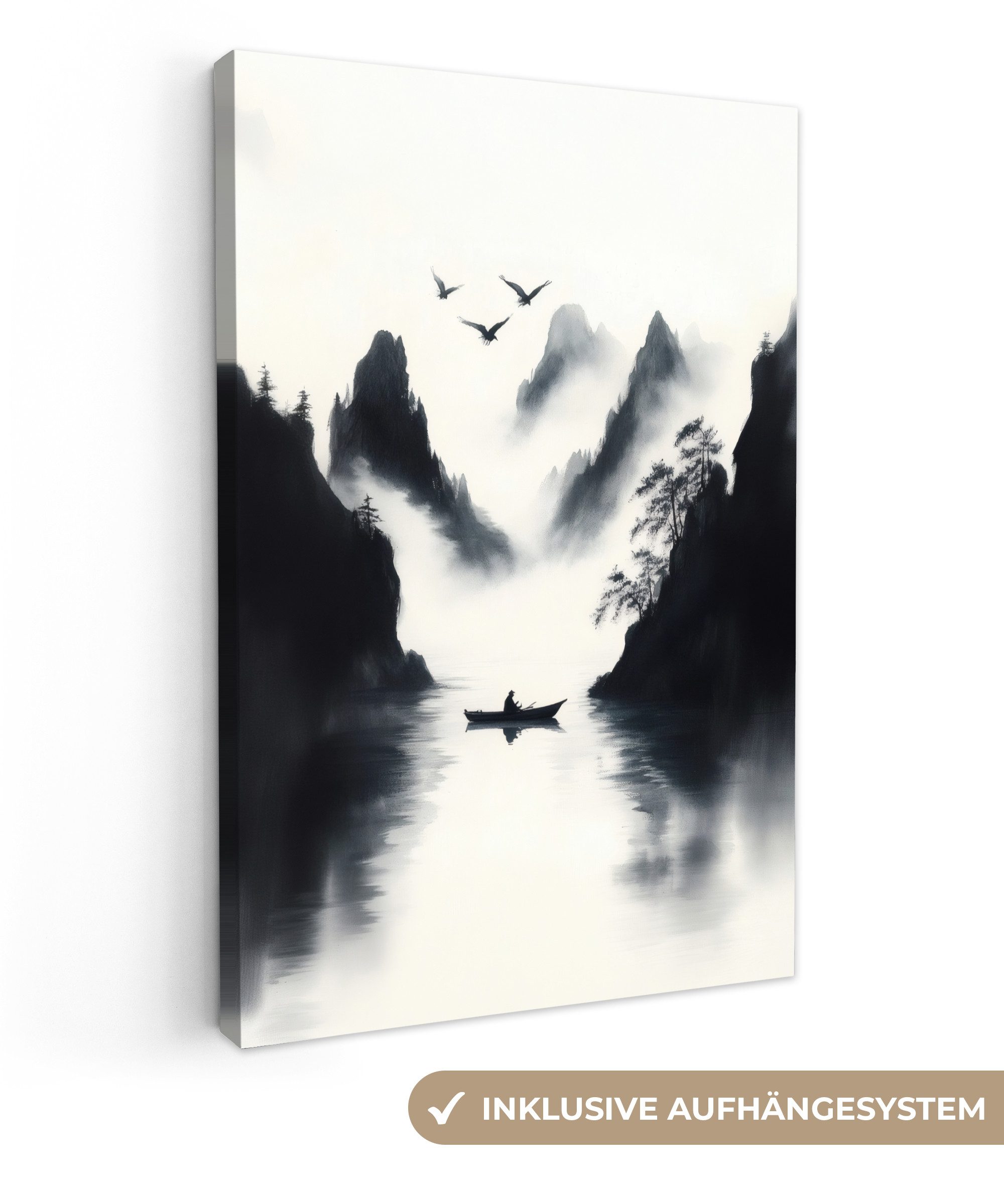 OneMillionCanvasses® Leinwandbild Ruderboot - Neblig - günstig online kaufen