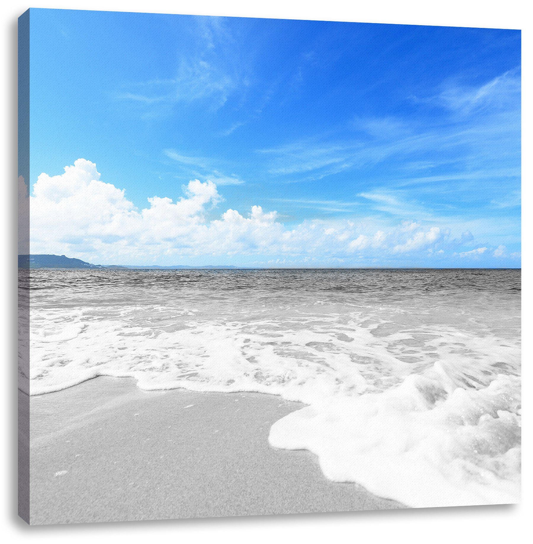 Leinwandbild Welle, mit inkl. bespannt, Welle St), fertig Leinwandbild (1 Sandstrand Pixxprint Zackenaufhänger Sandstrand mit