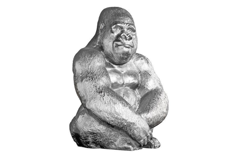 1 handmade Metall (Einzelartikel, KONG Dekofigur silber Gorilla-Figur · Wohnzimmer · St), · · Design riess-ambiente Accessoire · 40cm
