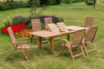 Gartenmöbel Ambiente Garten-Essgruppe Imatra Set 7tlg., doppelt ausziehbarer Tisch, Klappsessel, verstellbare Rückenlehne