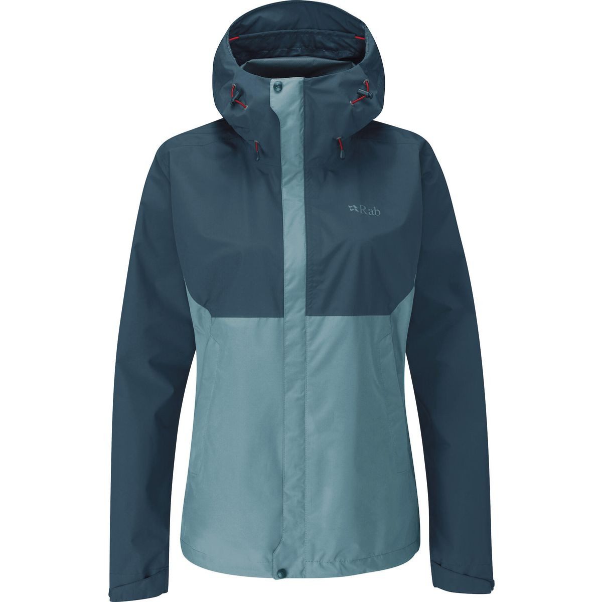 Rab Outdoorjacke Downpour Eco Jacket Wmns Leichte und wasserdichte Damenjacke aus recyceltem Material mit