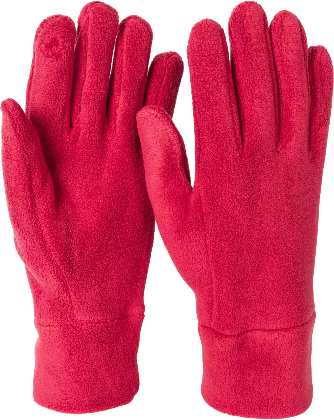 styleBREAKER Fleecehandschuhe Einfarbige Touchscreen Fleece Handschuhe Weinrot