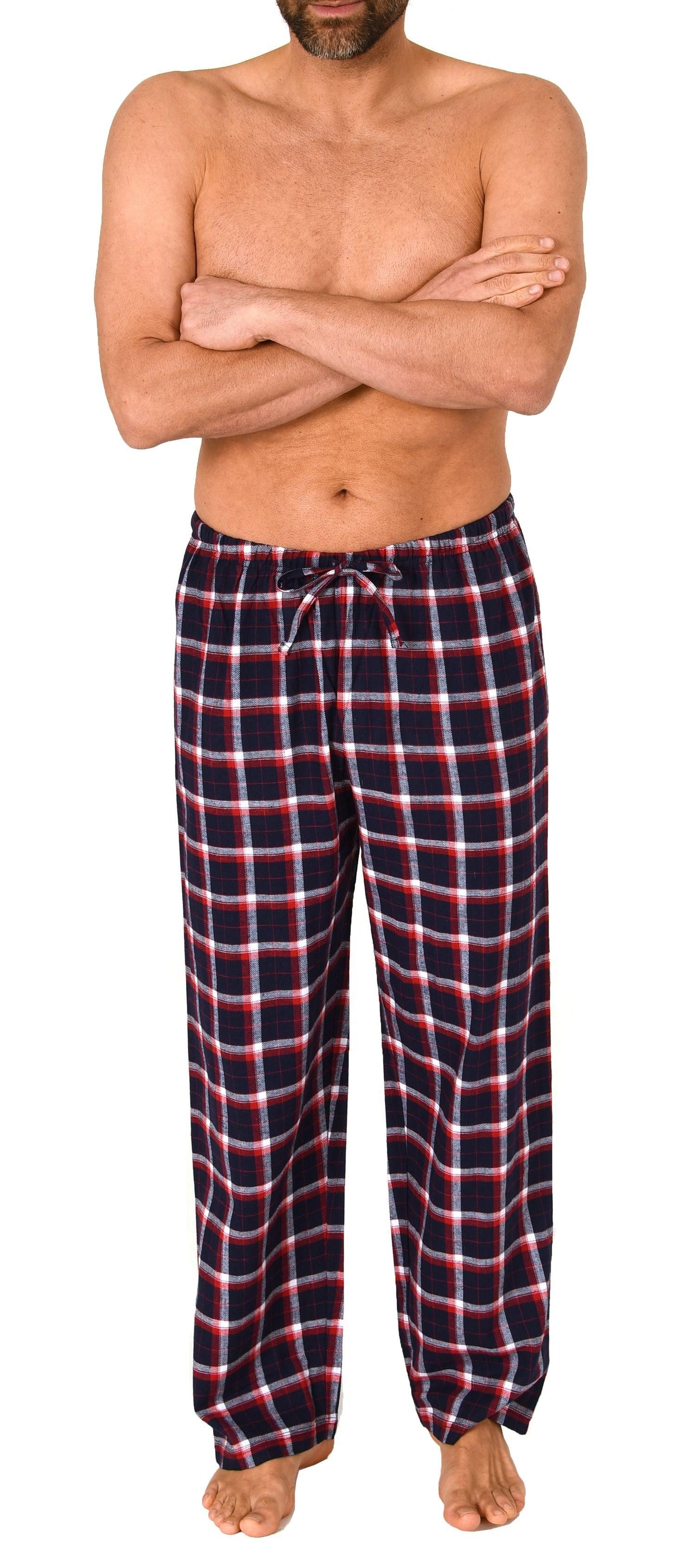 Normann Pyjama Herren Flanell Schlafanzug Hose in Karo-Optik günstig online kaufen
