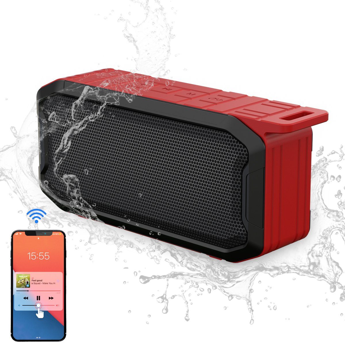 Diida Kabelloser Bluetooth-Lautsprecher, tragbarer Lautsprecher, Subwoofer  Bluetooth-Lautsprecher (IPX7, Einsteckbarer Sprachanruf, wasserdicht und  sturzsicher, Audio)