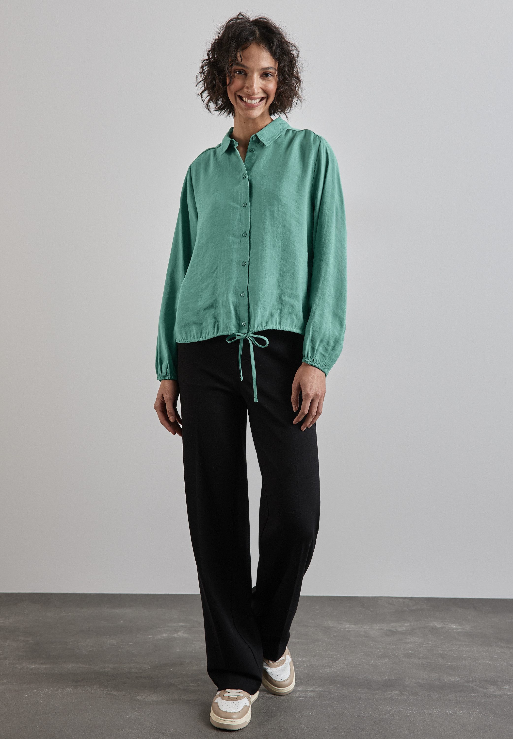 STREET ONE Langarmbluse mit Materialmix