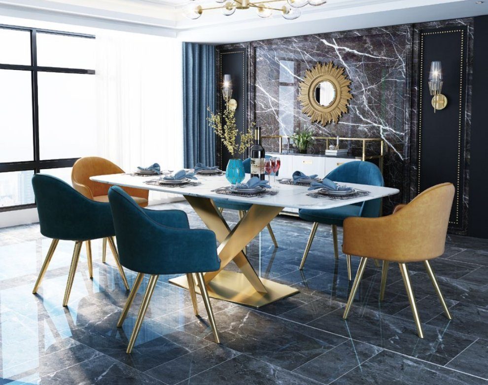 JVmoebel Esszimmer-Set, Italienische Stil Möbel Esszimmer Gruppe Sitz Polster  Tisch Garnitur 7tlg. Tisch online kaufen | OTTO