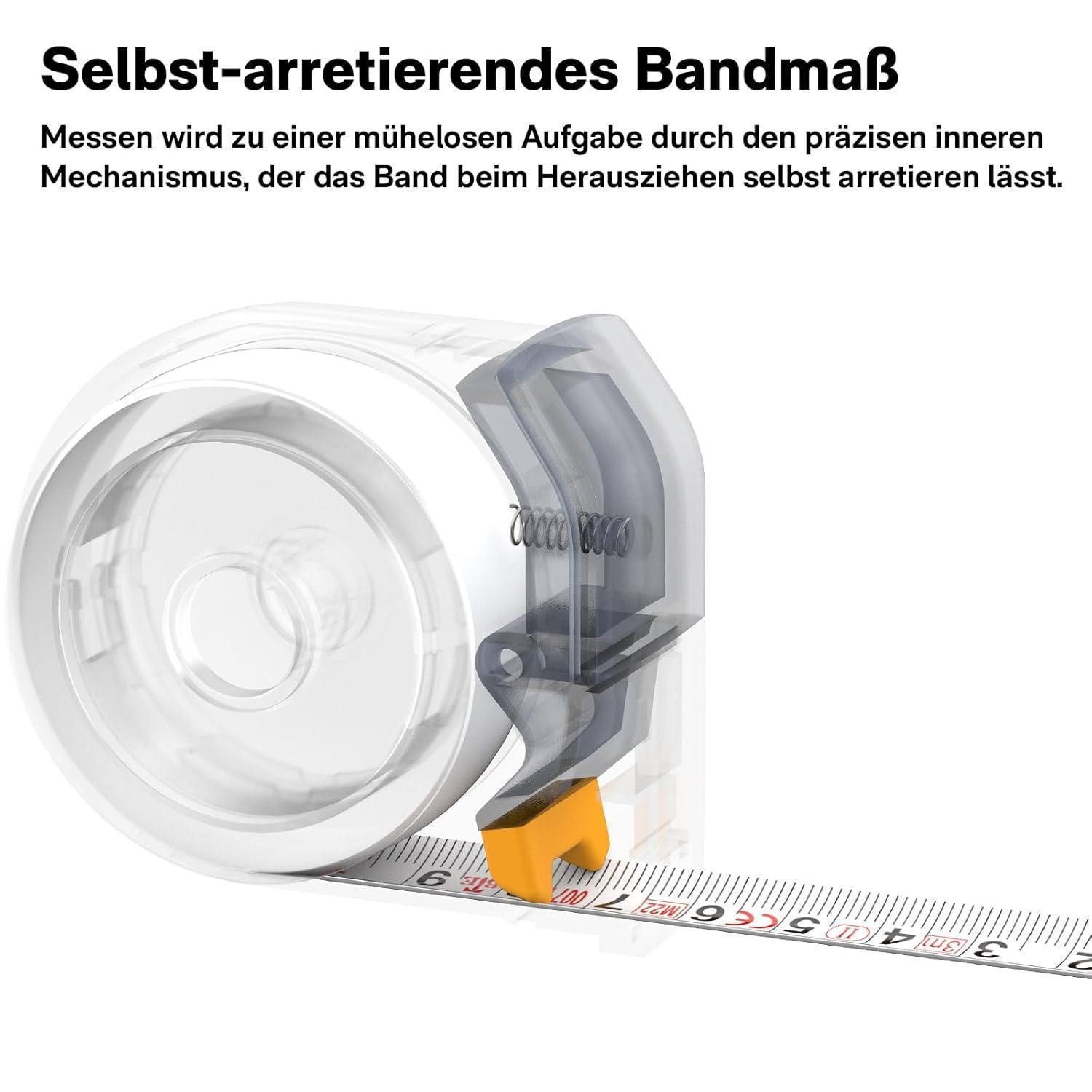 LuxusKollektion Rollbandmaß Maßband 3 m 10 ft selbstarretierend metrisch Zoll nylonbeschichtet