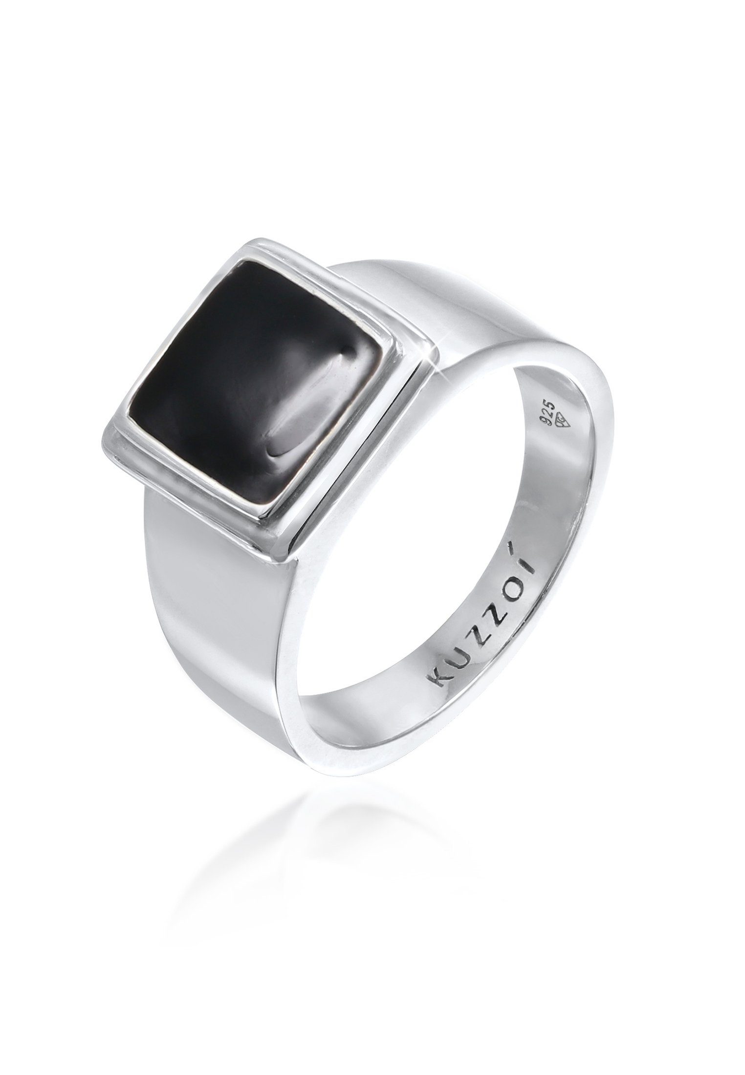 Trend mit Siegelring Platte Siegelring Ring Emaille Silber, quadratischer Quadrat 925 Kuzzoi Accessoire
