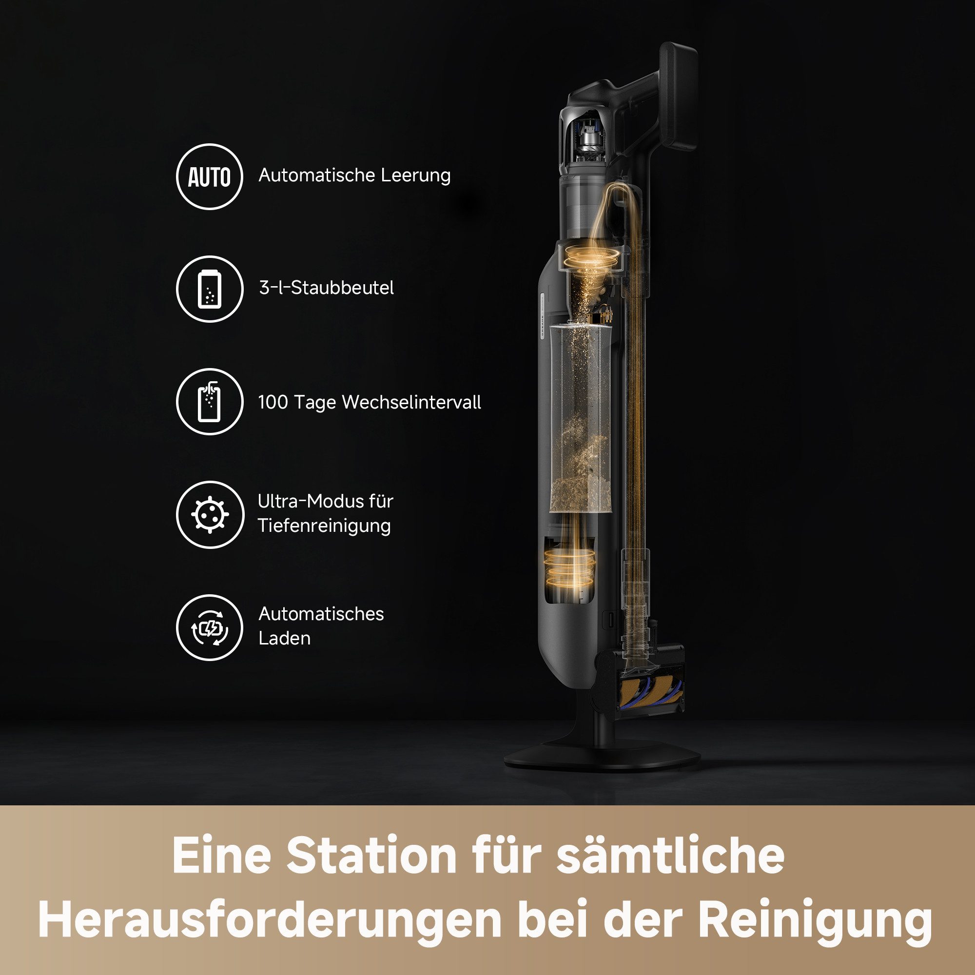 Dreame Akku-Handstaubsauger Dreame Z40 Station mit Absaugstation und 28.000 Pa Saugkraft, 855 W, Nasswischfunktion, vielseitige Aufsätze, automatische Entleerung