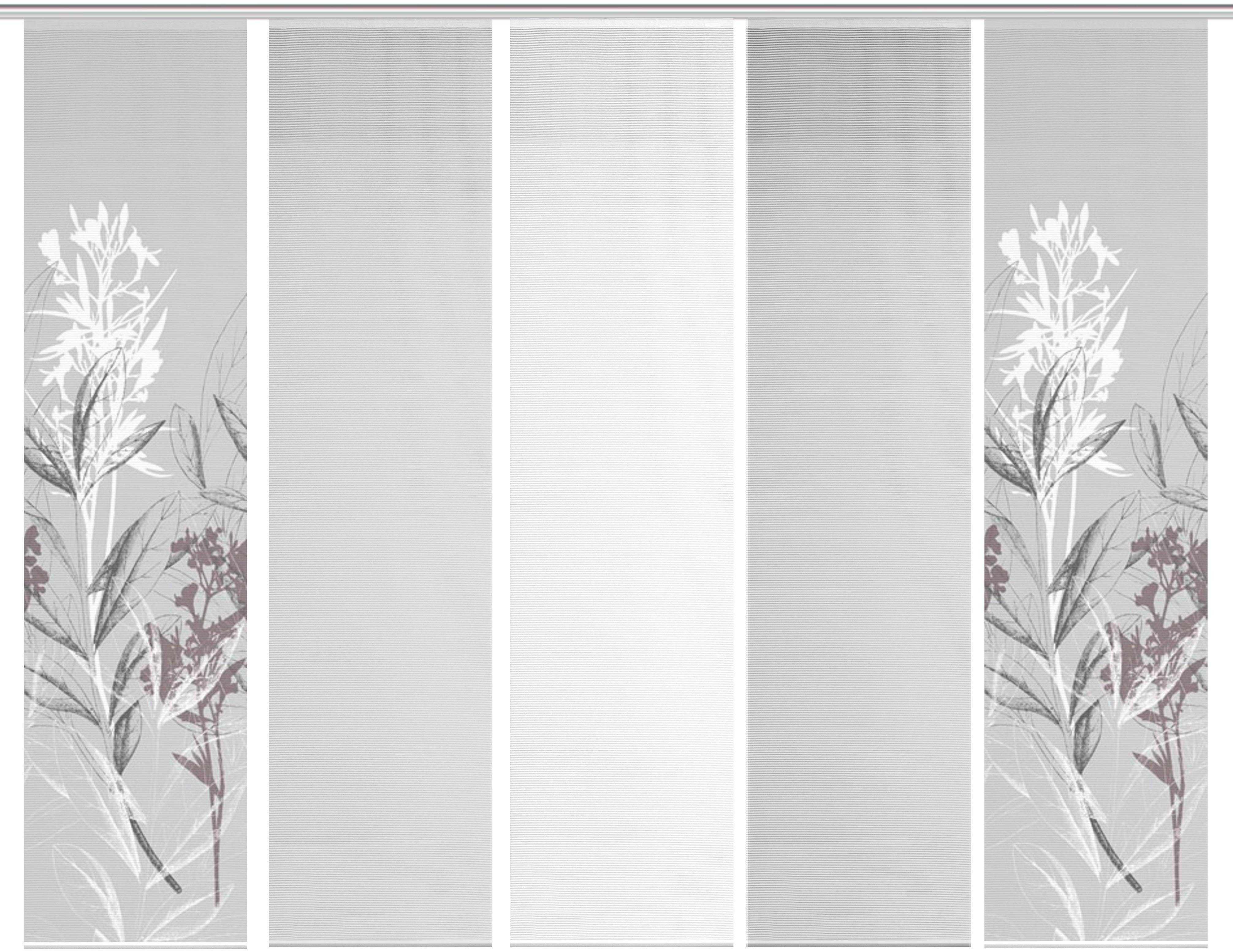 Vision S Schiebegardine 5ER SET SEMORA (5 St), Paneelwagen, halbtransparent, HxB: 260x60, Schiebevorhang 5er Set Digitaldruck