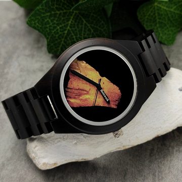 Holzwerk Quarzuhr FÜRSTENAU Damen und Herren Epoxidharz Holz Uhr in schwarz & braun