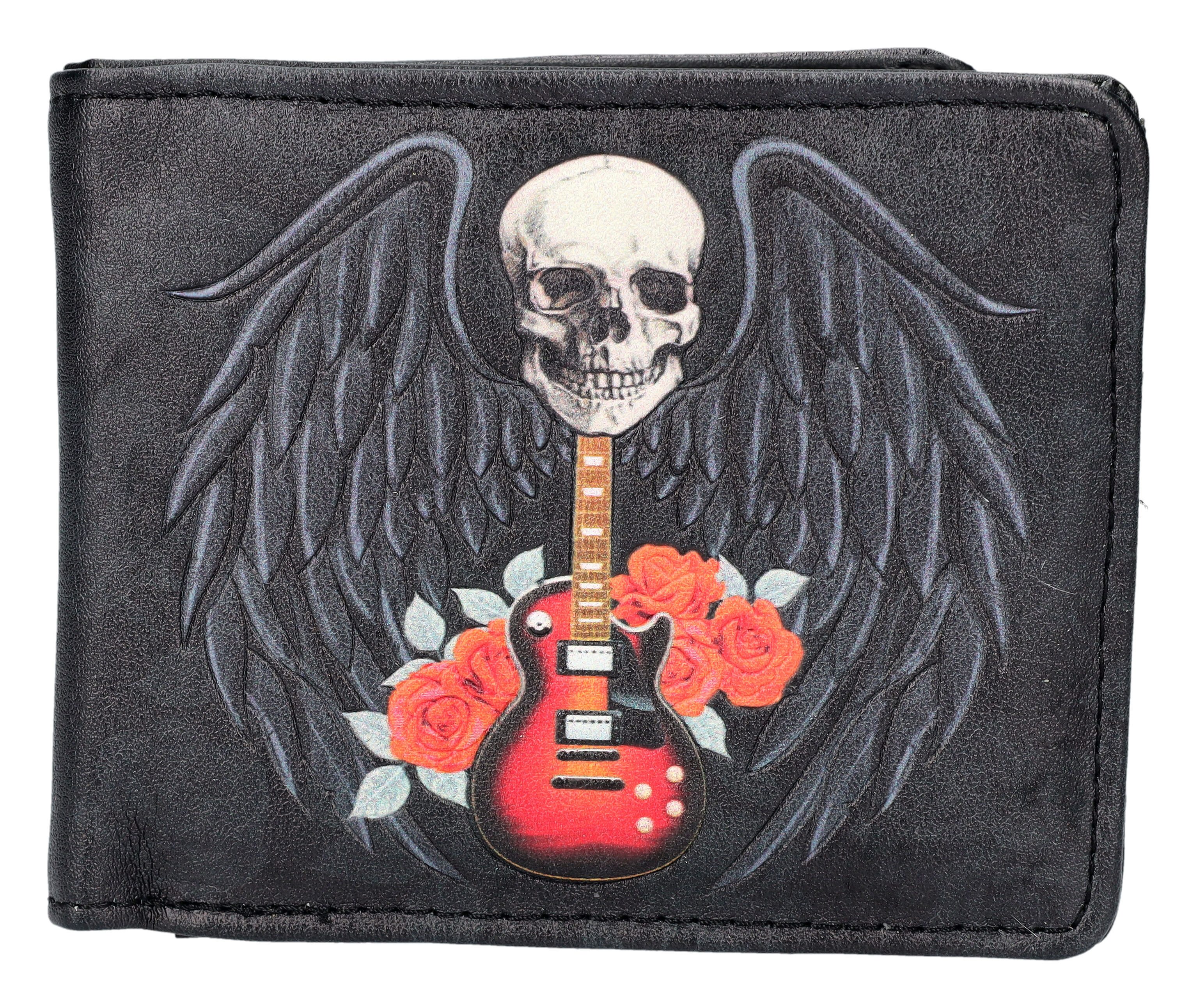 Figuren Shop GmbH Geldbörse Skull Geldbeutel – Rock and Roses Portemonnaie Gothic Totenkopf