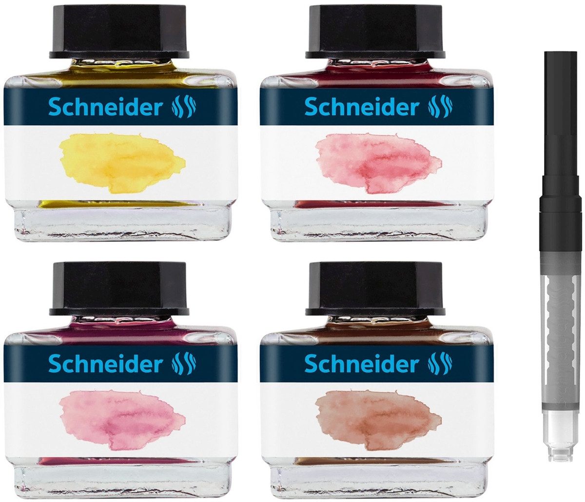 SCHNEIDER Füllhalter Schreibgeräteset Tintenglas 15 ml / Tintenkonverter VE=5 Stück (5 Far