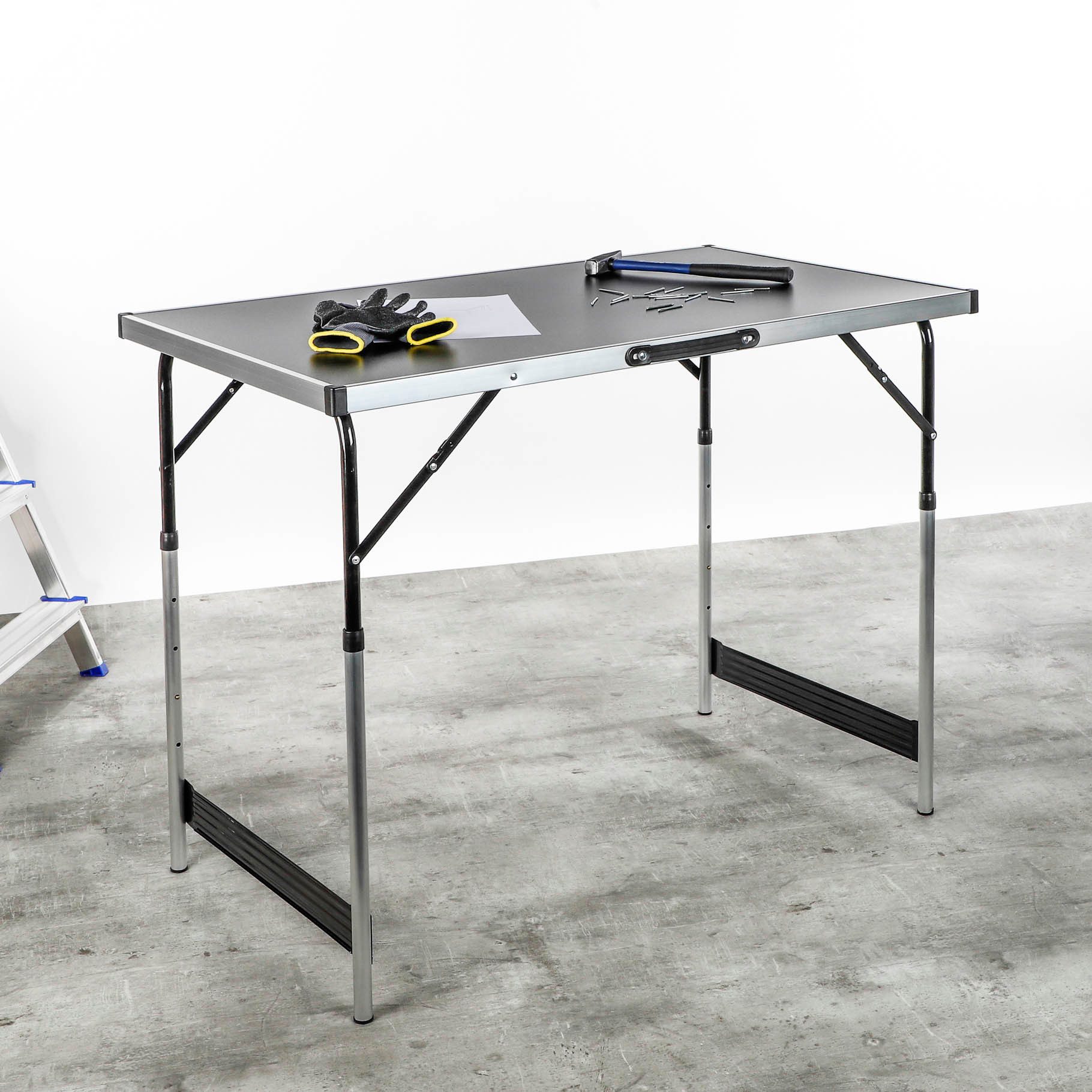 Haushalt International Klapptisch Universaltisch Campingtisch 100 x 60 cm tragbarer Klapp-Tisch, 4 fach höhenverstellbar: 75, 80, 85 und 90 cm – Bild 2 von 5